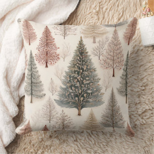 Coussin Arbres d'hiver - Forêt de vacances rustique (2)