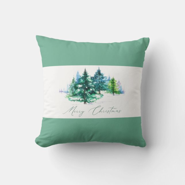 Coussin Arbres d'hiver Joyeux Noël (Recto)