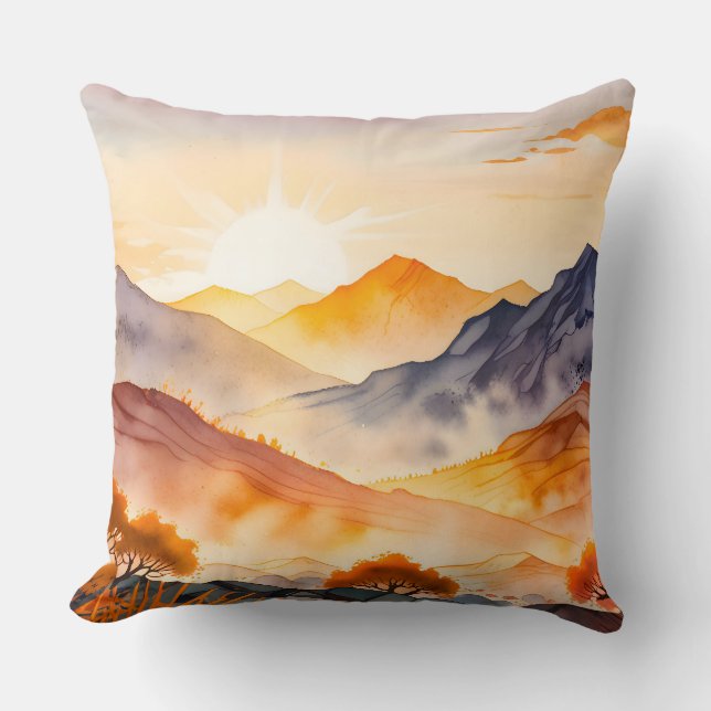 Coussin Arbres ensoleillés et vallées ombragées (Recto)