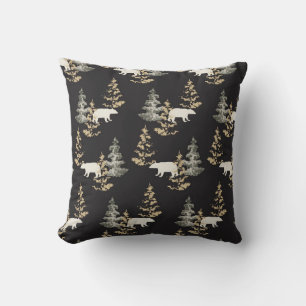 Coussin arbres et ours à motifs
