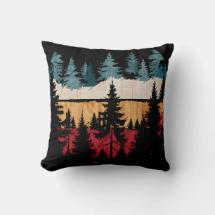 Coussin Arbres faune extérieure Nature Rétro Forêt