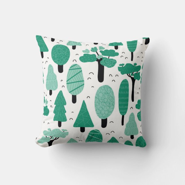 Coussin Arbres forestiers : Nature Vintage sans transparen (Recto)