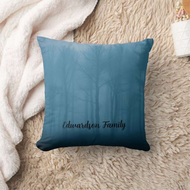Coussin Arbres forestiers rustiques dans le nom monogramme (Couverture)