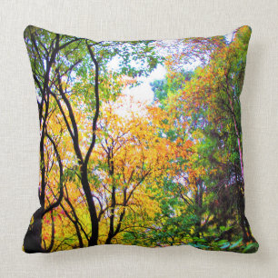 Coussin Arbres gracieux feuilles colorées nature panoramiq