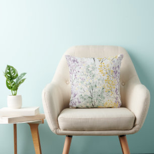 Coussin Arbres jaunes verts lavande