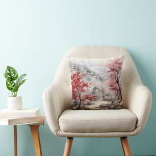 Coussin Arbres rouges sur la rivière