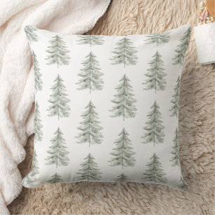 Coussin Arbres verts blancs de Noël