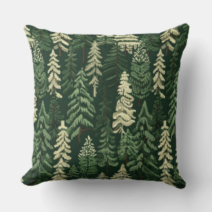 Coussin Arbres verts de Noël rustiques
