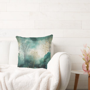 Coussin Arbres verts en or