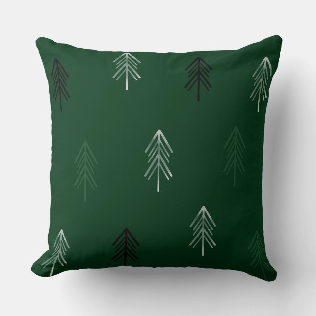 Coussin Arbres verts nordiques d'hiver (Recto)