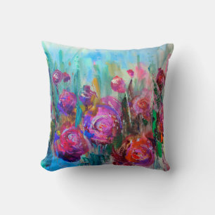 Coussin Arbuste à fleurs de pivoines, peintures modernes,