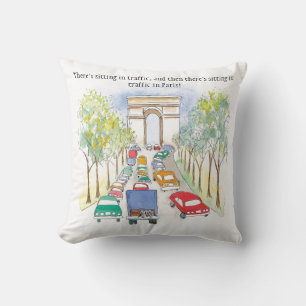 Coussin Arc de Triomphe Paris Whimsical Watercolor croquis
