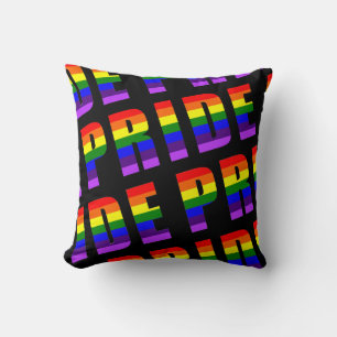 Coussin Arc en arc-en-ciel - Art sur couleur noire personn