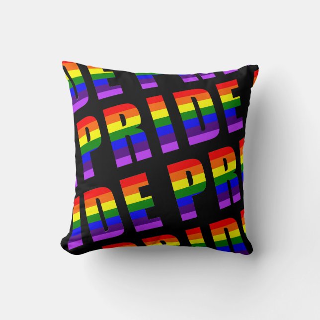 Coussin Arc en arc-en-ciel - Art sur couleur noire personn (Recto)