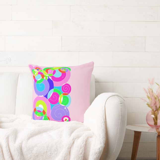Coussin Arc en arc-en-ciel Rétro Art abstraction rose (Canapé)