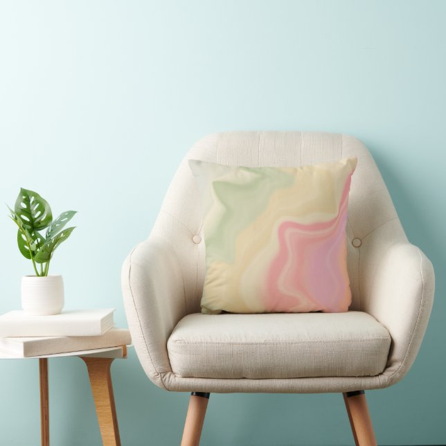 Coussin Arc-en-ciel Abstrait Pastel Doux et Délicat (Chaise)