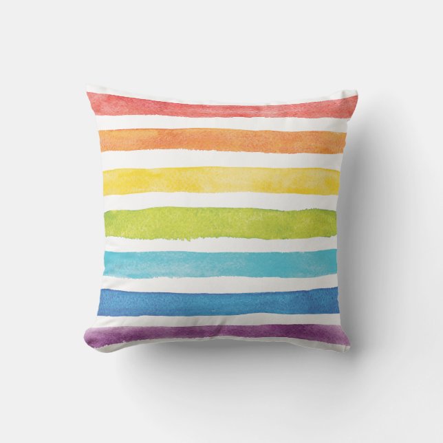 Coussin Arc-en-ciel Aquarelle couleur vive (Recto)