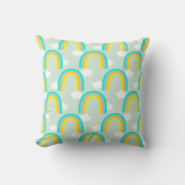 Coussin Arc-en-ciel avec nuage bleu (Recto)