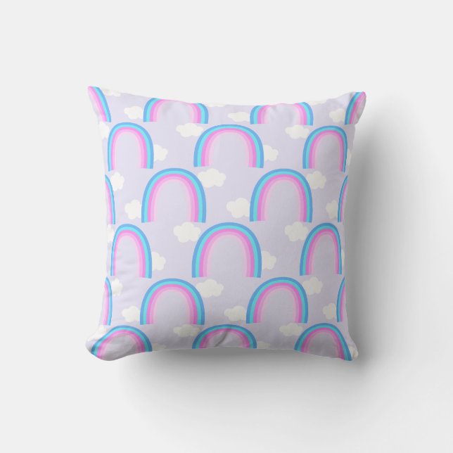Coussin Arc-en-ciel avec nuage lilas clair (Recto)
