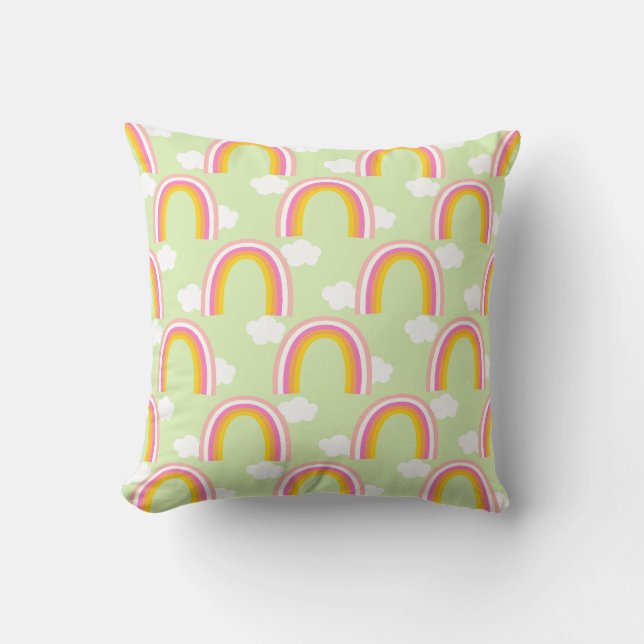 Coussin Arc-en-ciel avec nuage vert clair (Recto)