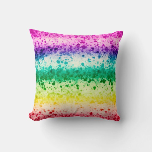 Coussin Arc-en-ciel Brush Splatter Art Abstrait moderne (Recto)