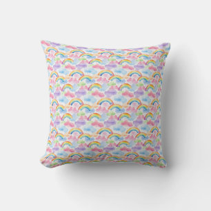 Coussin Arc-en-ciel coloré, Nuage et Motif étoilé