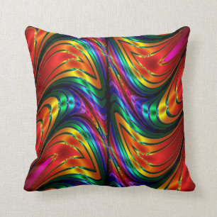 Coussin Arc-en-ciel de soie de fractale