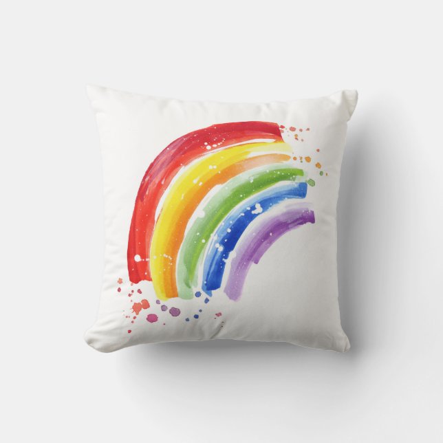 Coussin Arc-en-ciel en aquarelle (Recto)