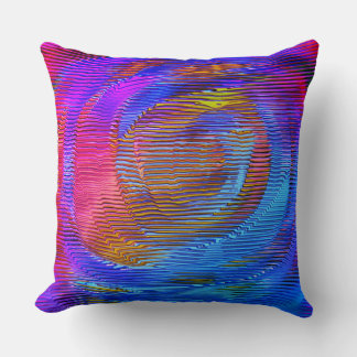 Coussin Arc-en-ciel en spirale rose avec relief et rayures
