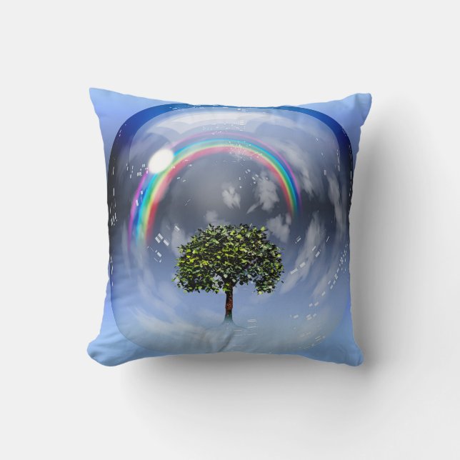 Coussin Arc en ciel et arbre vert (Recto)