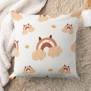 Coussin Arc-en-ciel et oreilles d'ours d'art populaire fan