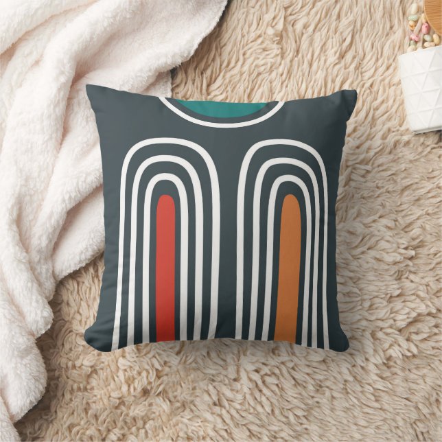 Coussin Arc-en-ciel et soleil abstrait dessiné à la main (Couverture)