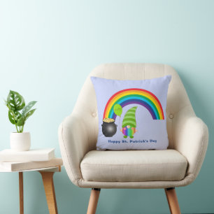 Coussin Arc-en-ciel Gnome Pot de Jour de la Saint Patrick