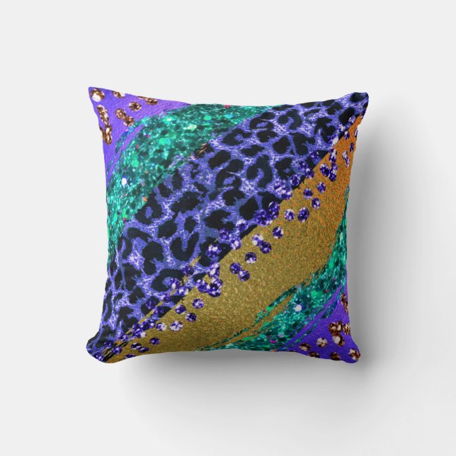Coussin *~* Arc-en-ciel - Huile Motif Leopard (Recto)