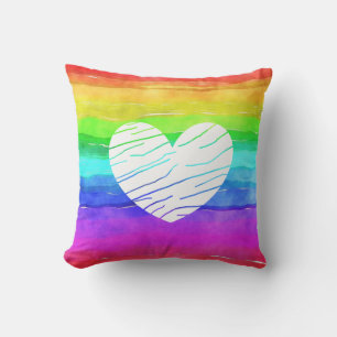 Coussin arc-en-ciel LGBT arc-en-ciel à l'aquarelle