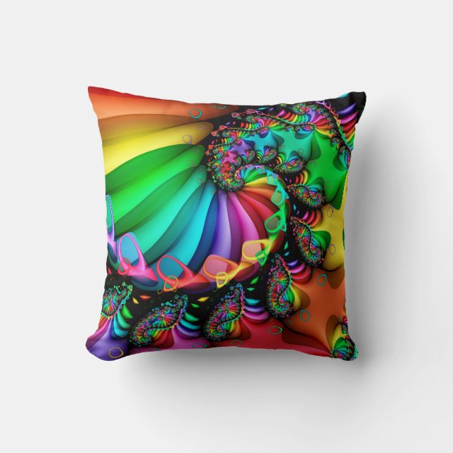 Coussin Arc-en-ciel mélodique de spirale d'art de fractale (Recto)