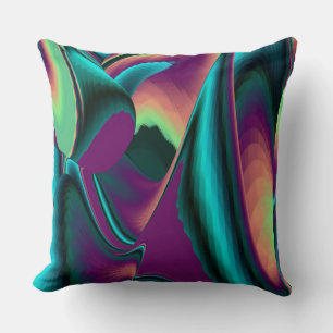 Coussin Arc-en-ciel métallique Abstrait futuriste