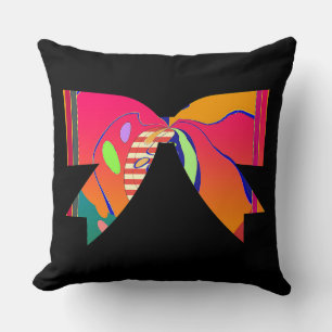 Coussin Arc-en-ciel Ruban Nœud Noir Décoratif Amusant