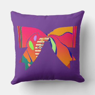 Coussin Arc-en-ciel Ruban Nœud Violet Décoratif Amusant