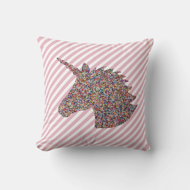 Coussin Arc-en-ciel Silhouette Unicorne (Recto)