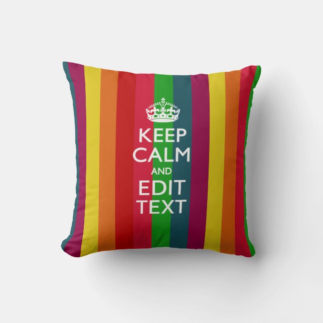 Coussin Arc-En-Ciel Vibrant Gardez Le Calme Et Votre Perso (Recto)