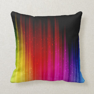 Coussin Arc-en-ciel vibrant - motif multicolore de filets