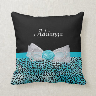 Coussin Arc froncé et nom de turquoise d'impression mignon