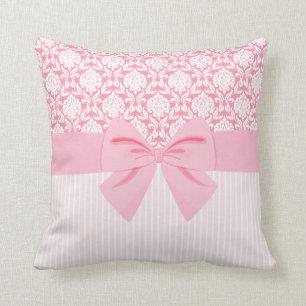 Coussin Arc rose élégant Girly d'enveloppe de damassé
