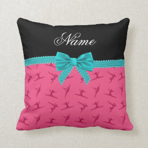 Coussin Arc rose nommé personnalisé de turquoise de