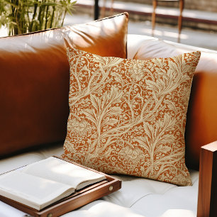Coussin Arcadie Orange Brûlé Aubépine William Morris