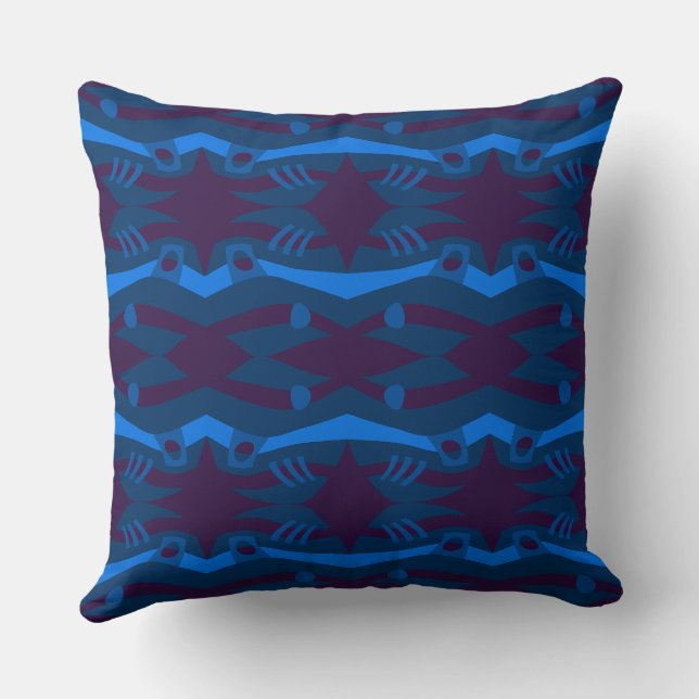 Coussin Arche de Noé Abstraite Eggplant Bleu Turquoise (Verso)
