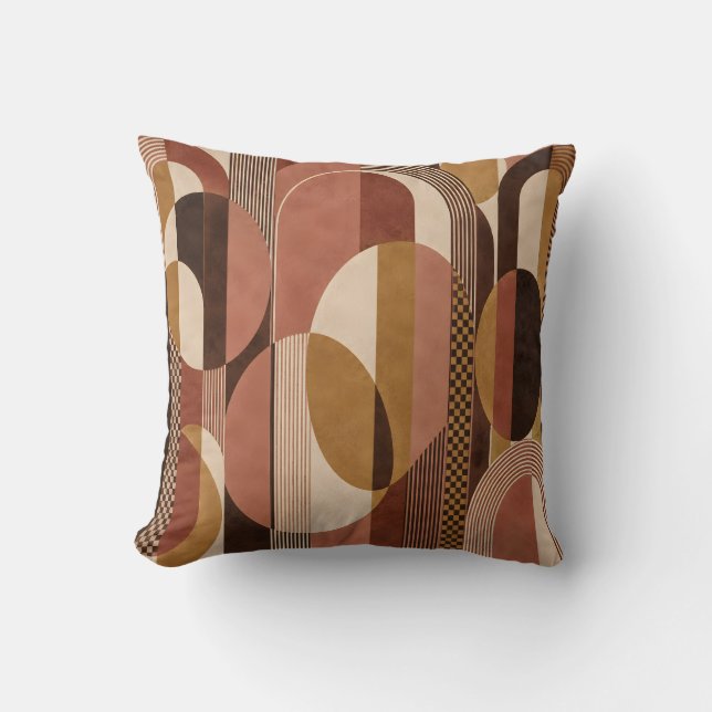 Coussin Arches Abstraits Ocre Rose Argile (Recto)