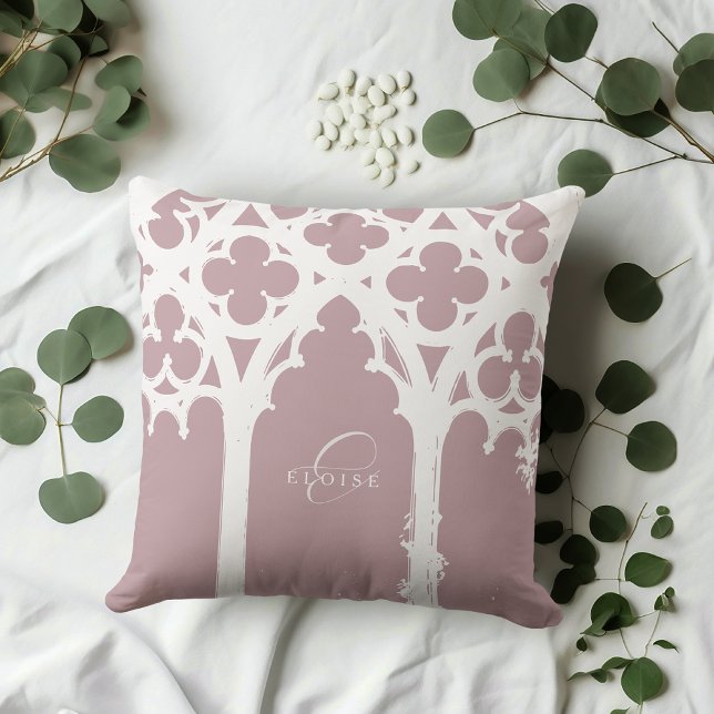 Coussin Arches Gothiques Minimal Élégant Classique Rose Pâ (Créateur téléchargé)