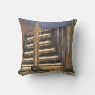 Coussin Architecture Art Déco vintage, bâtiment à NYC